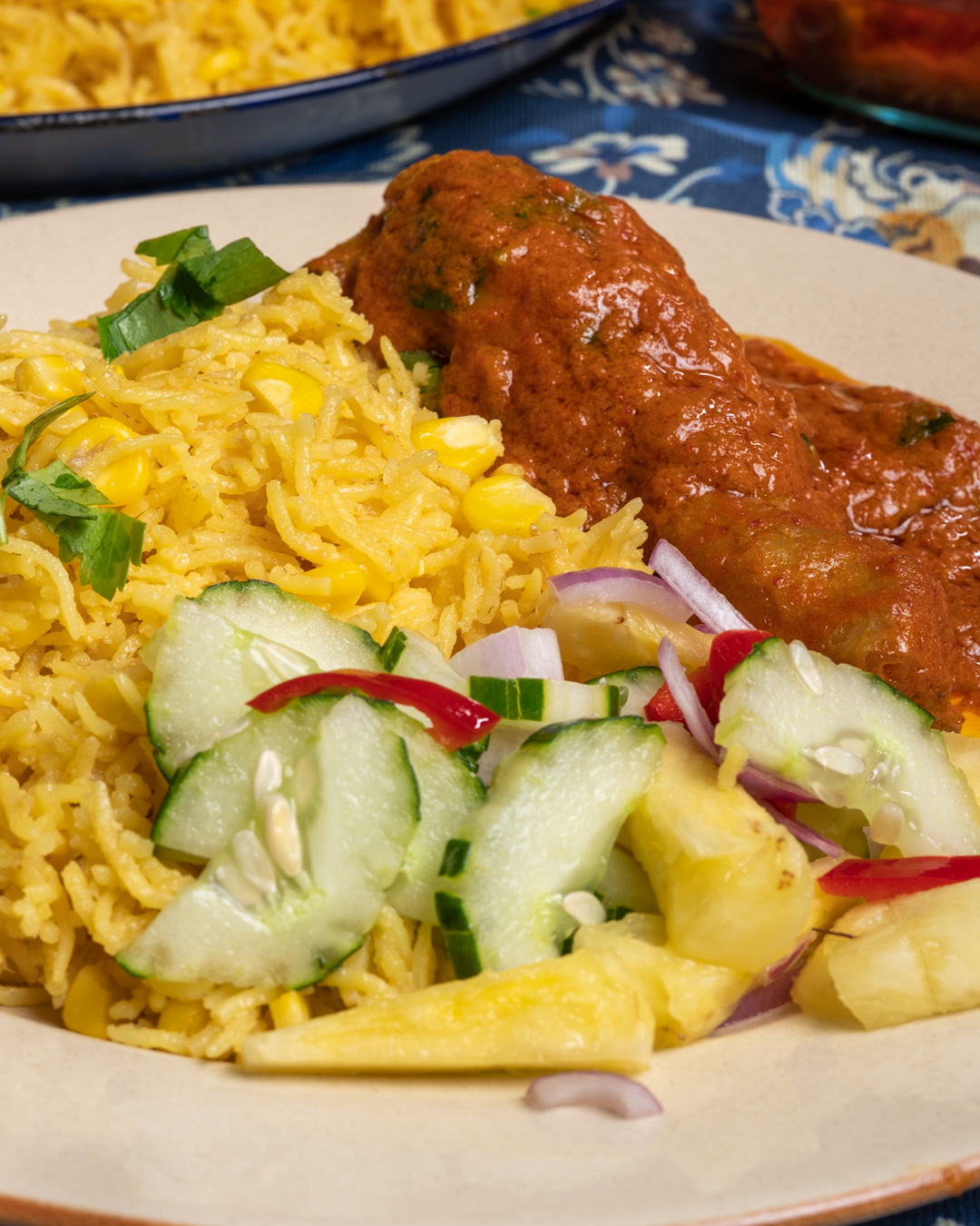 Nasi Jagung dan Ayam Masak Merah