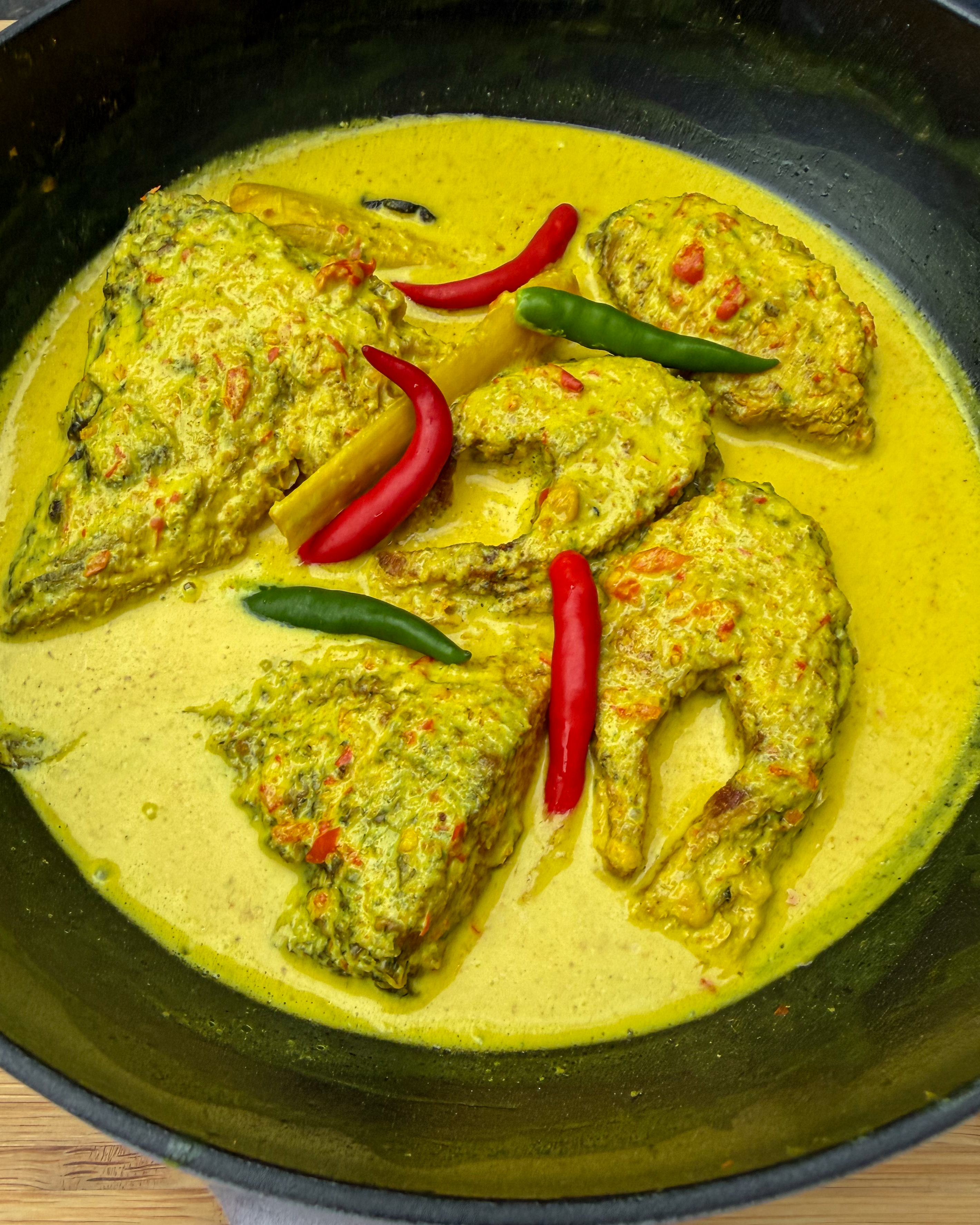 Ikan Siakap Masak Lemak Cili Api Pekat, Pedas Masam, Isi Tak Hancur